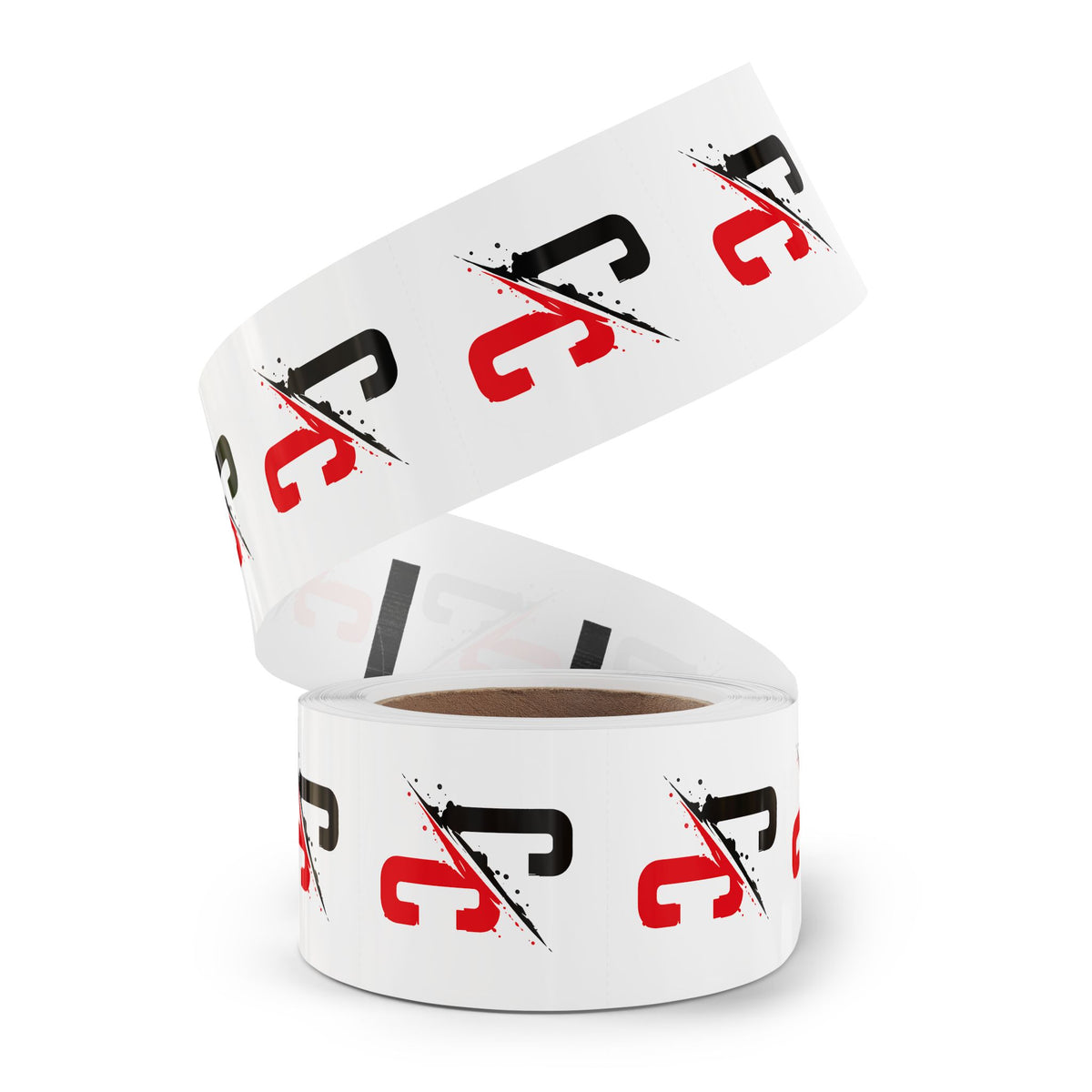Round Logo Sticker Roll — Black & Red 'C/C' Branded Labels