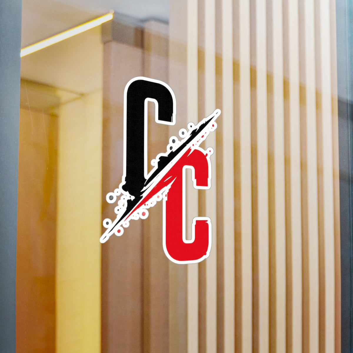Vinyl Sticker — CC Split Logo Kiss-Cut Decal (Black & Red)