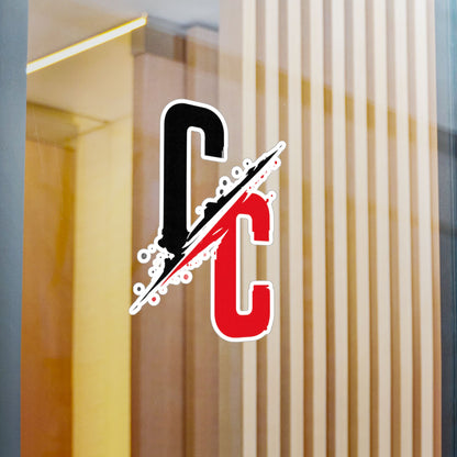 Vinyl Sticker — CC Split Logo Kiss-Cut Decal (Black & Red)