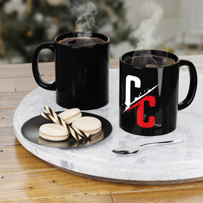 Black Coffee Mug – Bold Red & White Graphic 11oz