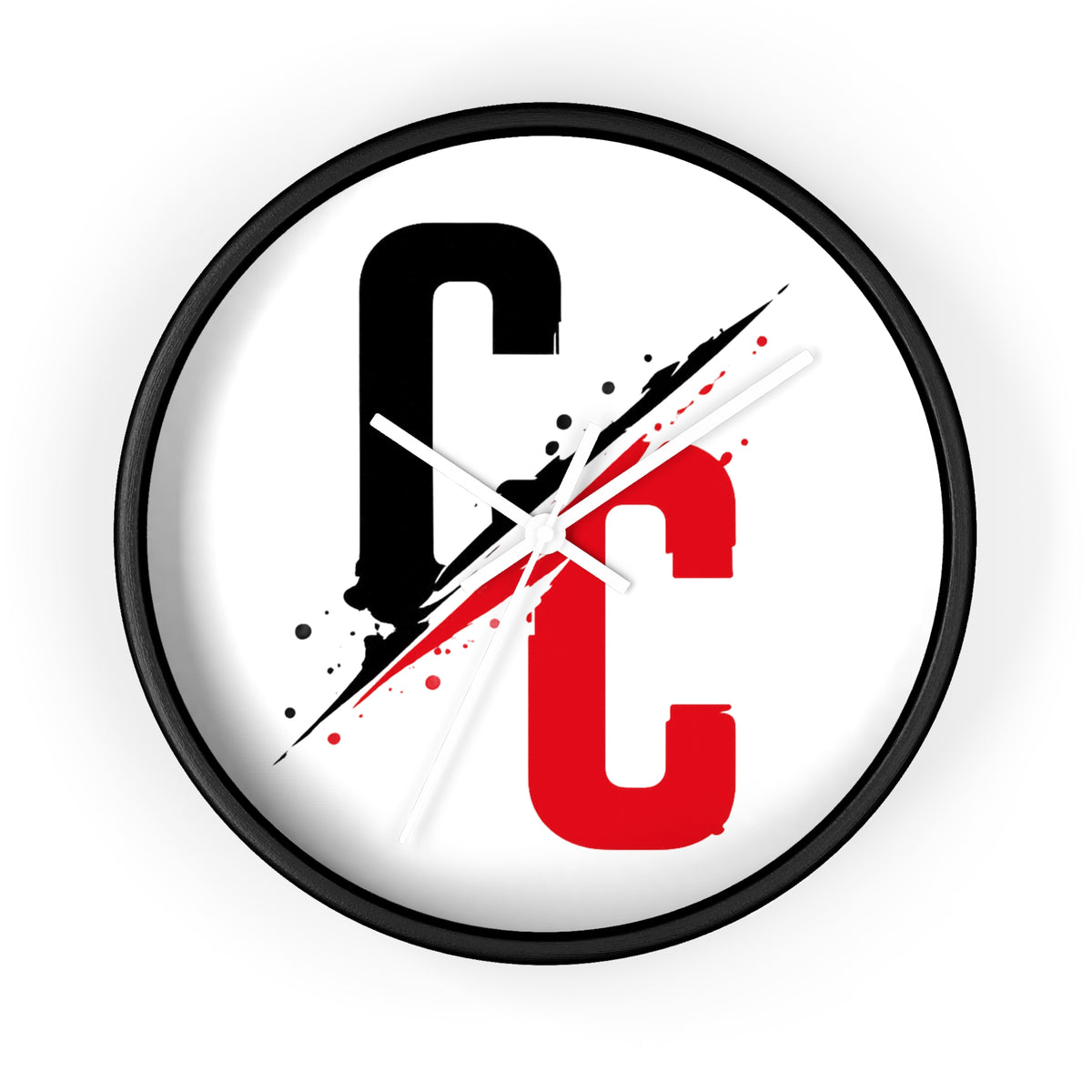 CC Split-Strike Wall Clock — Modern Black & Red Graphic Timepiece