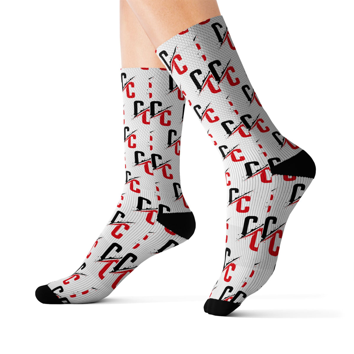 Monogram CC Pattern Sublimation Socks — Custom Initials Crew Socks