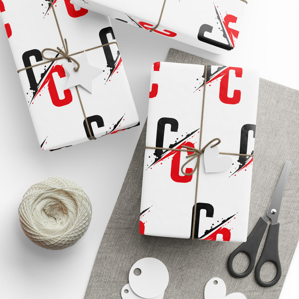 Decorative Wrapping Paper — Red & Black Brushstroke Pattern