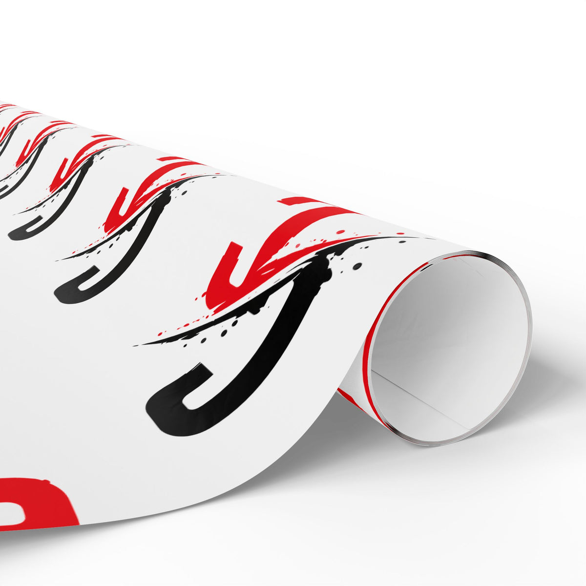 Decorative Wrapping Paper — Red & Black Brushstroke Pattern