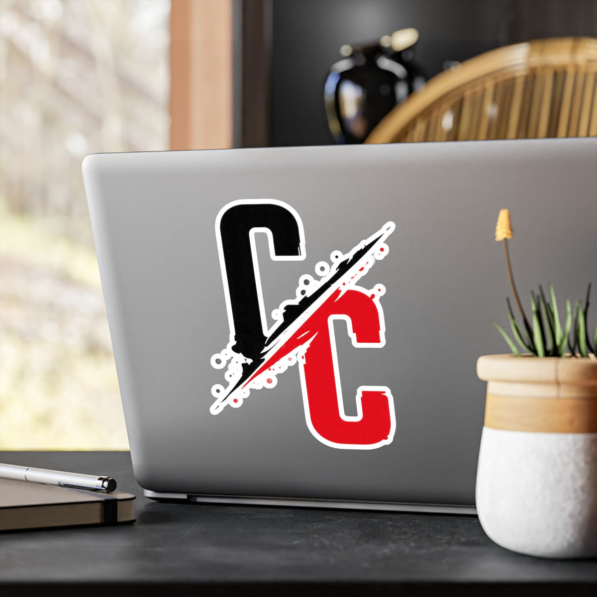 Vinyl Sticker — CC Split Logo Kiss-Cut Decal (Black & Red)
