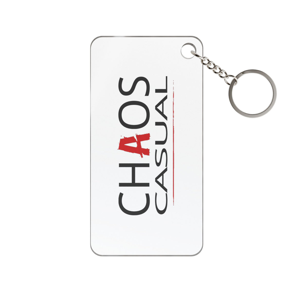 Chaos Casual Rectangular Keychain Charm — Single-Sided Printed Logo Keyring
