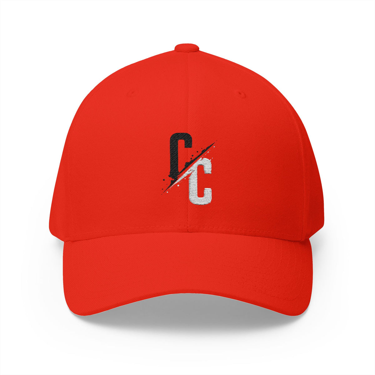 Embroidered CC Logo Black and White | Red Baseball Cap