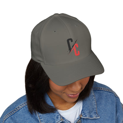 Embroidered CC Logo Black and Red Baseball Cap