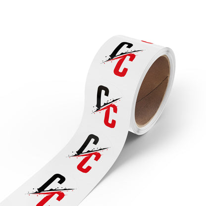 Round Logo Sticker Roll — Black & Red 'C/C' Branded Labels